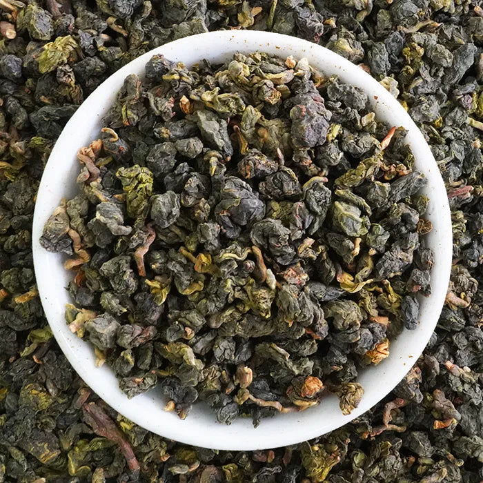 taiwan oolong green tea top view